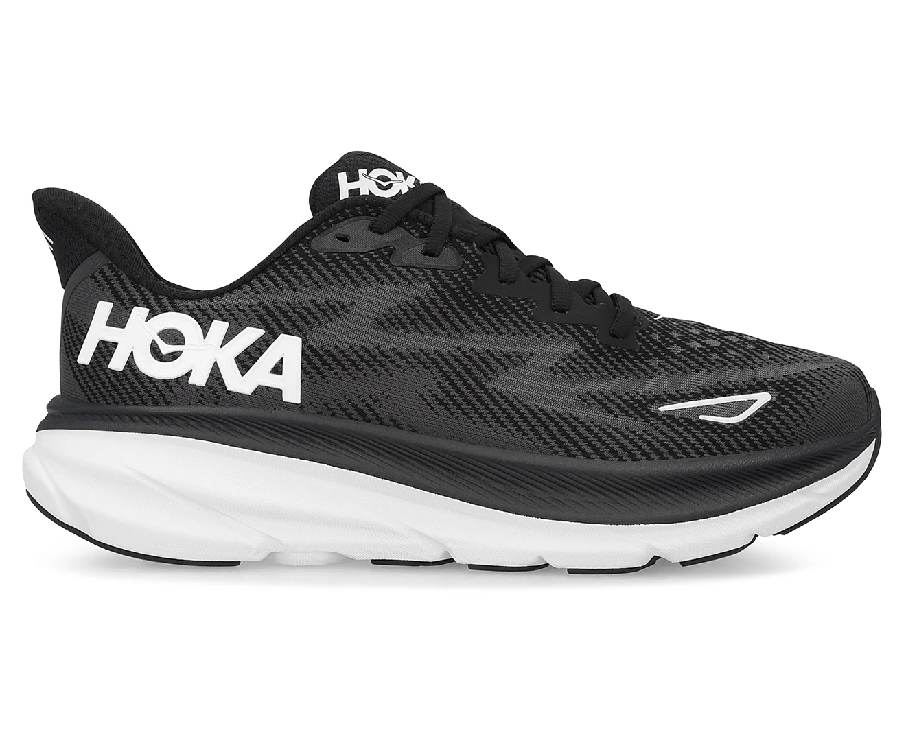 Hoka One One Women's Clifton 9 Wide Fit Running Shoes - Black/White