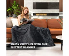 Costway 1.8x1.3m Electric Heated Throw Blanket 230GSM Rug Washable Double-Sided Fleece 9 Heat Settings/Timer Grey