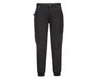 Portwest Cuffed Slim Fit Stretch Work Pants Comfortable Tapered Pant MP703 - Black