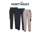 Portwest Cuffed Slim Fit Stretch Work Pants Comfortable Tapered Pant MP703 - Black