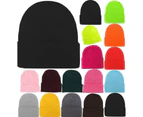Men Women Unisex Plain Winter Ski Thermal Warm Knit Knitted Beanie Hat Cap - Black