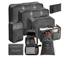 9-piece Set Cubes Travel Bags Packing Organizers with Shoes Bag - Black