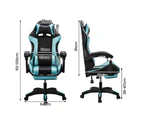 Furb Gaming Chair Two Point Massage Lumbar Racing Recliner Leather Office Chair Cyan