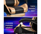 Furb Gaming Chair Two Point Massage Lumbar Racing Recliner Leather Office Chair Gold