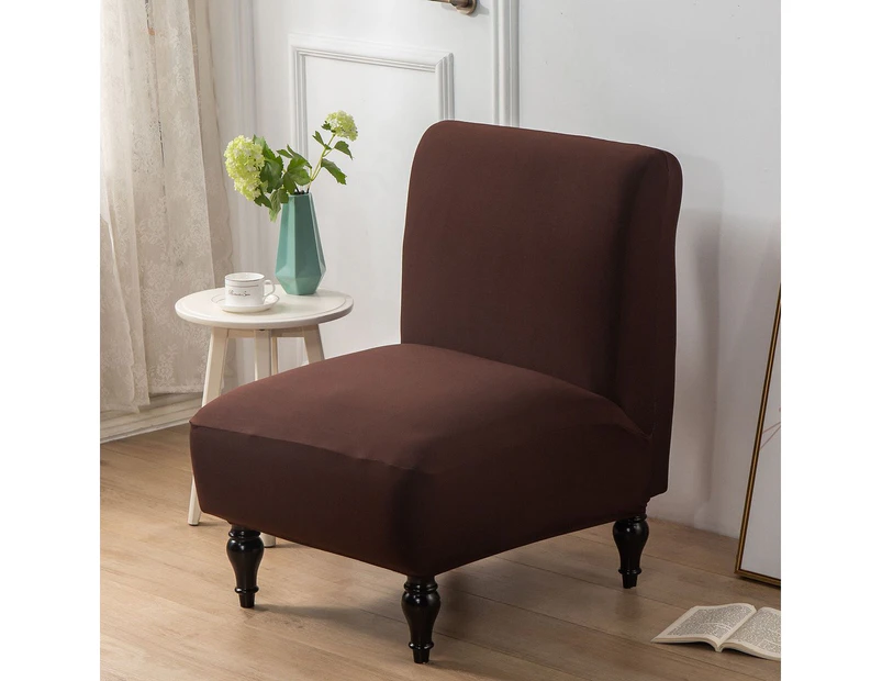 Armless Accent Slipper Chair Cover Stretch Seat Slipper Chair Covers-Brown