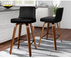 ALFORDSON 2x Swivel Bar Stools Bailey Kitchen Wooden Dining Chair BLACK