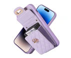 Crossbody Wallet Case with Card Holder Leather iPhone Protective Case-Purple