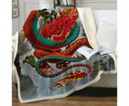 Throws Couples Size: 200cm x 200cm Cool Fantasy Good Fortune Red Chinese Dragon