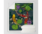 Throws Couples Size: 200cm x 200cm Water Lily Pond and Koi Fish
