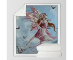 Throws Couples Size: 200cm x 200cm Fantasy Art Pink Butterfly Girl