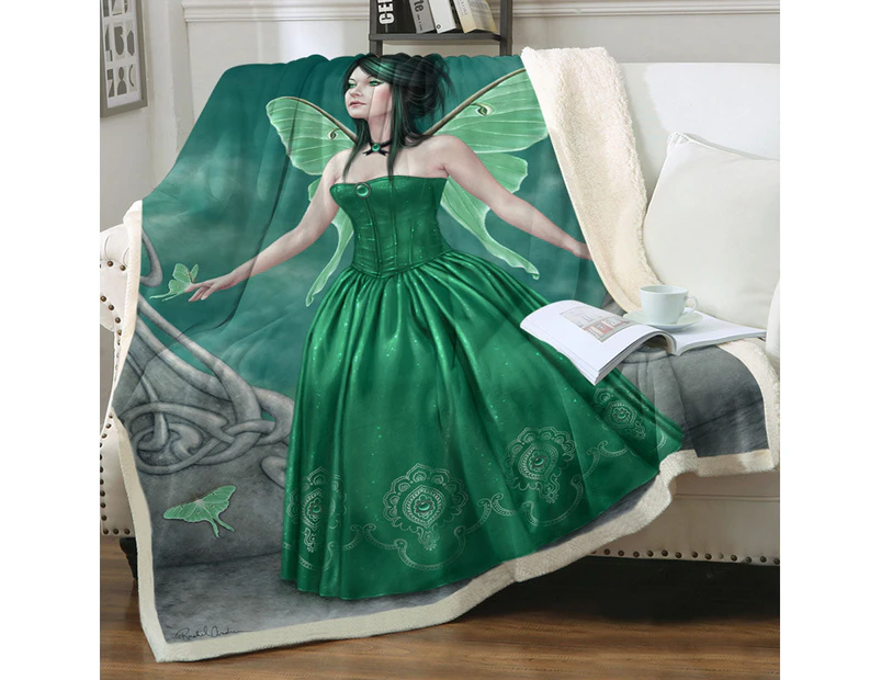 Throws Couples Size: 200cm x 200cm Butterflies and Green Emerald Butterfly Girl