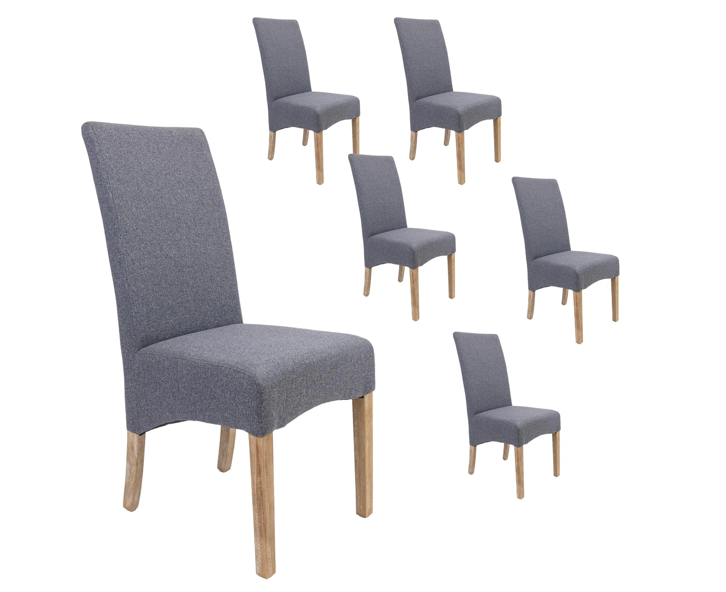 Dining Chairs Divano Jackson Dining Chair Set Of 6 Fabric Seat Solid Pine Wood Furniture Grey