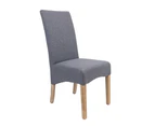 Jackson Dining Chair Set of 8 Fabric Seat Solid Pine Wood Furniture - Grey