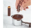 Espresso Coffee Stirrer WDT Tool Needle Distributor Tamper - Stainless Steel & Wood - Light Brown