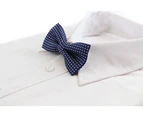 Boys Navy Bow Tie With White Polka Dots Polyester