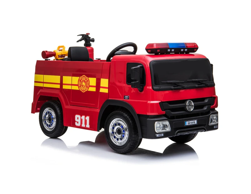 Fire Rescue Truck, 12V Electric Ride On Toy for Kids - Red