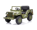 12V Military Jeep Electric Ride On Car For Kids - Green