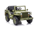 12V Military Jeep Electric Ride On Car For Kids - Green