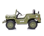 12V Military Jeep Electric Ride On Car For Kids - Green