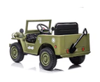 12V Military Jeep Electric Ride On Car For Kids - Green