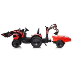 12V Ride on tractor 2 in 1 with Trailer and excavator - Red