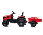 12V Ride on tractor 2 in 1 with Trailer and excavator - Red