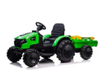 12V Ride on tractor 2 in 1 with Trailer and excavator - Green