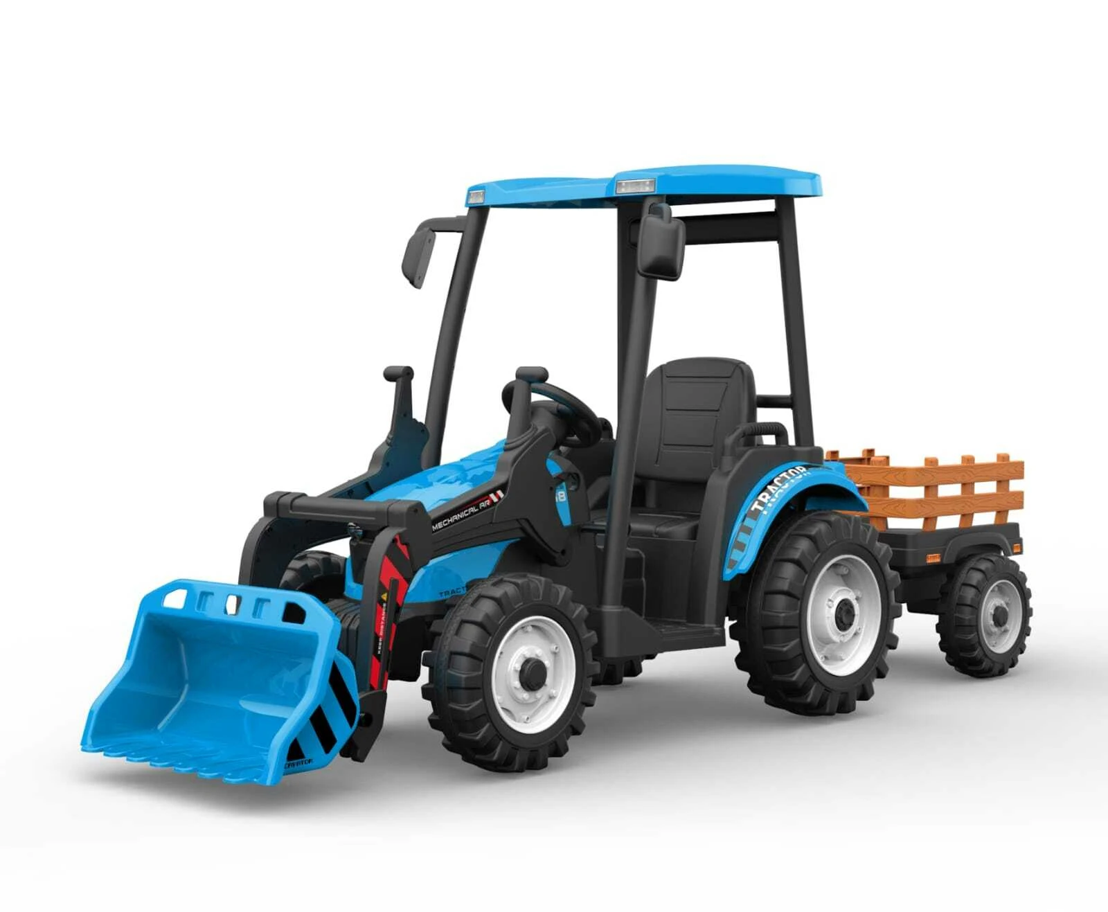 24V Tractor with roof and trailer - Blue