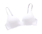 Fulllucky 3/4 Cup Pads Wire Free Adjustable Shoulder Straps Lady Bra Seamless Push Up Thin Underwear-White