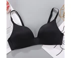 Fulllucky 3/4 Cup Pads Wire Free Adjustable Shoulder Straps Lady Bra Seamless Push Up Thin Underwear-Black