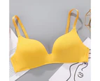 Fulllucky 3/4 Cup Pads Wire Free Adjustable Shoulder Straps Lady Bra Seamless Push Up Thin Underwear-Yellow