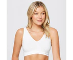 4x Bonds Womens Seamless Wireless Wire Free White Comfy Crop Top Bra WVLHY Bulk