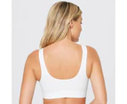 4x Bonds Womens Seamless Wireless Wire Free White Comfy Crop Top Bra WVLHY Bulk