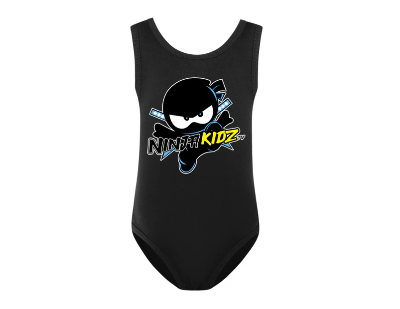 NINJA KIDZ Kids Girls Swimwear One Piece Swimsuit Summer Swimming Costume - Black
