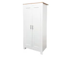 Foret Cabinet Wardrobe Clothes Rack Bedroom Storage Shelf Hanger Wooden White Coastal