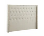 Foret Bed Head King Size Headboard Bedhead Frame Base Stud Tufted Fabric Cream