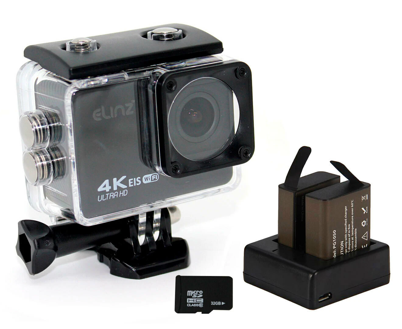 Elinz 4K HD Sports Action Camera 4K@60FPS 170 Degrees Waterproof Video WiFi Sony Sensor 1080P 32gb