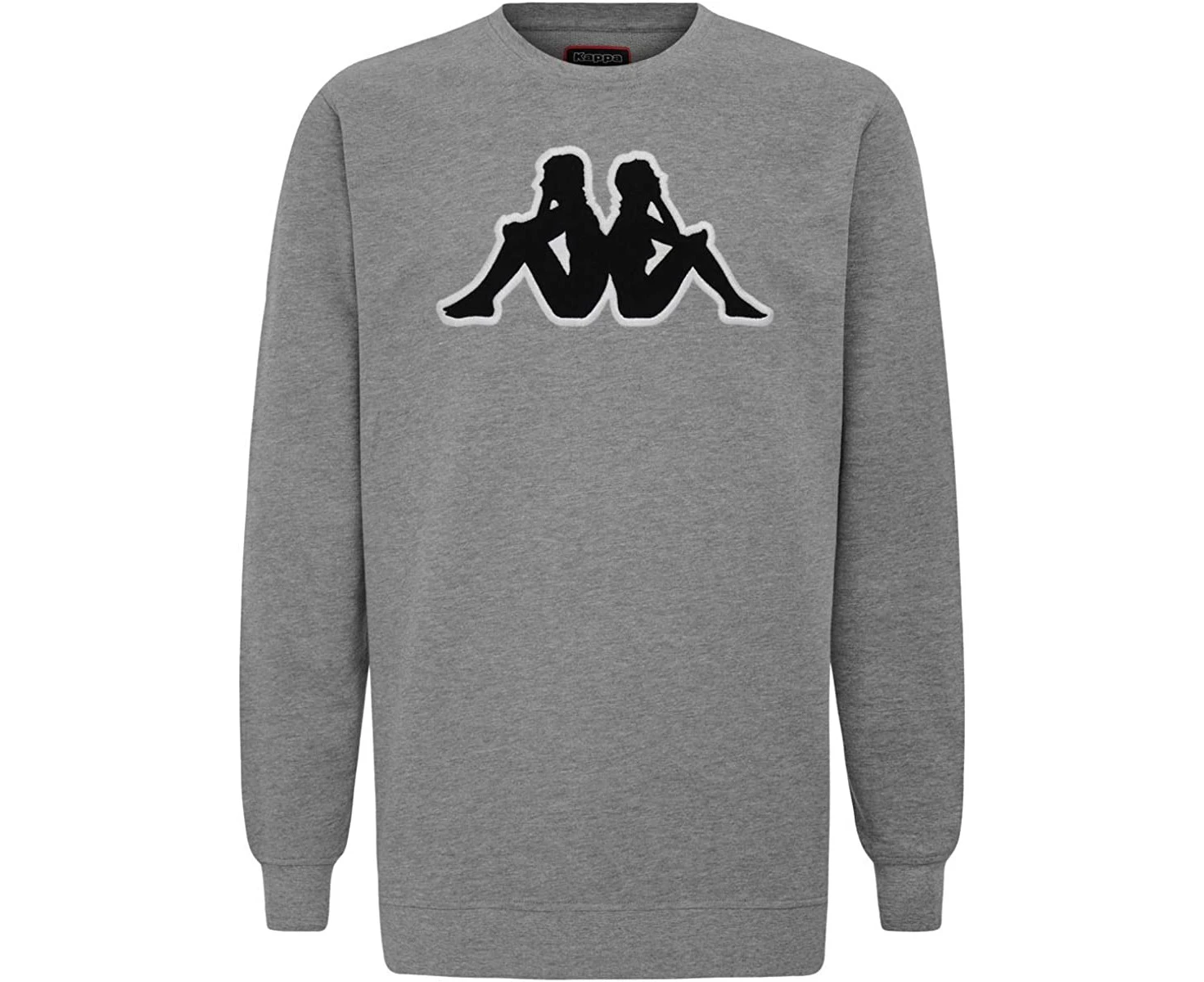 Mens Kappa Tarvit Logo Sweatshirt 902 Jumper Pullover Grey/Black - Grey/Black