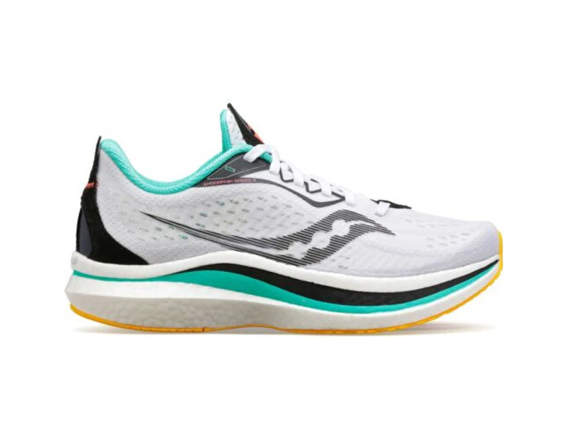 Womens Saucony Endorphin Speed 2 White / Black / Vizi Athletic Training Shoes - White/Black/Vizi