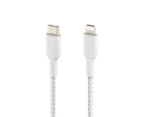 Belkin Braided 1m USB-C to Lightning MFI-Certified Cable For Apple iPhone WHT