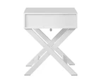 Oikiture Bedside Table Drawer Nightstand Side Table Storage Cabinet Bedroom - White