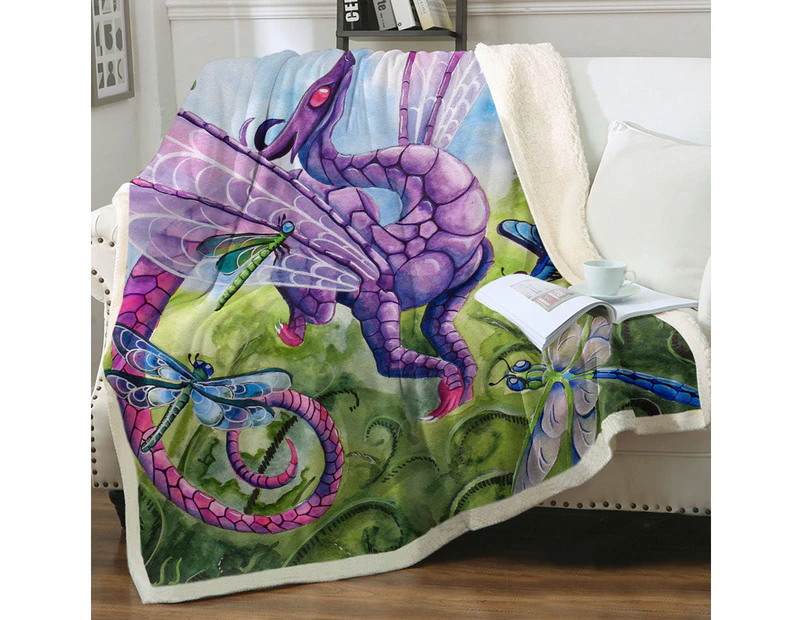 Throws Couples Size: 200cm x 200cm Spring Dragon and Dragonflies