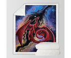 Throws Couples Size: 200cm x 200cm Fantasy Space Red Dragon Art Watcher at the Divine
