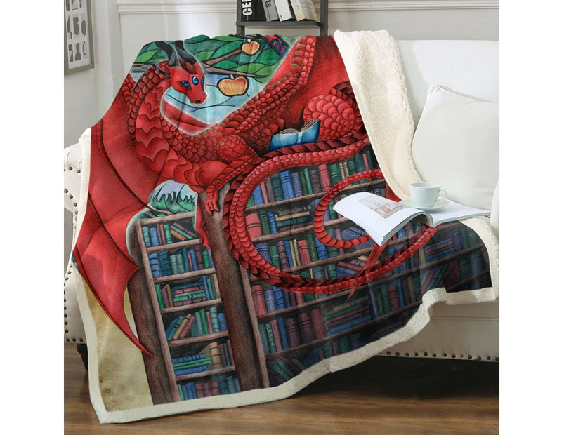 Throws Couples Size: 200cm x 200cm Cool Fantasy Art Librarian Red Dragon