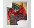 Throws Couples Size: 200cm x 200cm Cool Fantasy Art Librarian Red Dragon