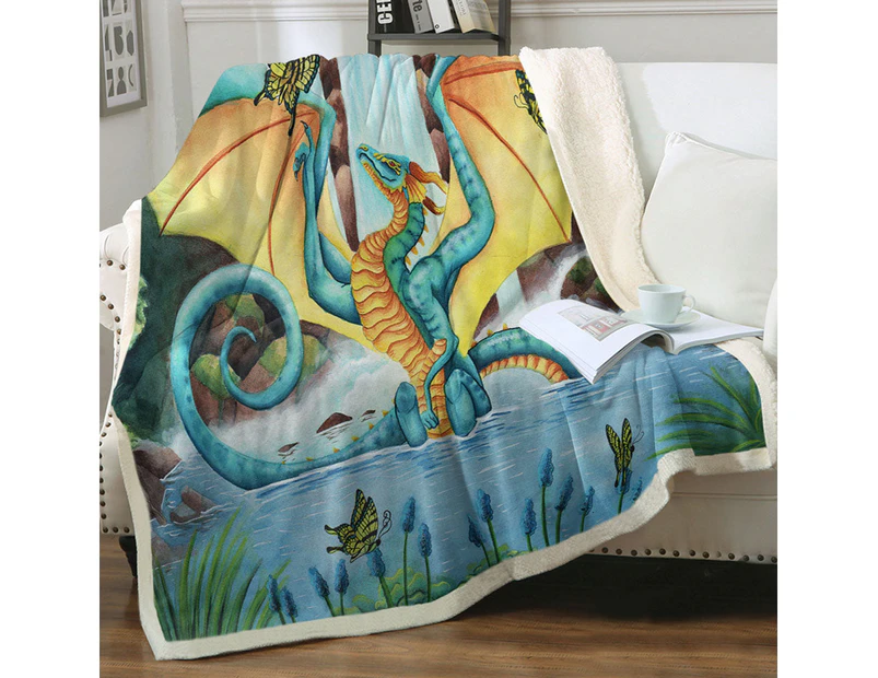 Throws Couples Size: 200cm x 200cm The Woodland Summer Fountain Butterflies and Dragon