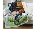 Throws Couples Size: 200cm x 200cm The Monarch Fantasy Art Dragon Sits on Flower
