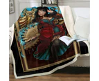 Throws Couples Size: 200cm x 200cm Owl and Beautiful Japanese Princess