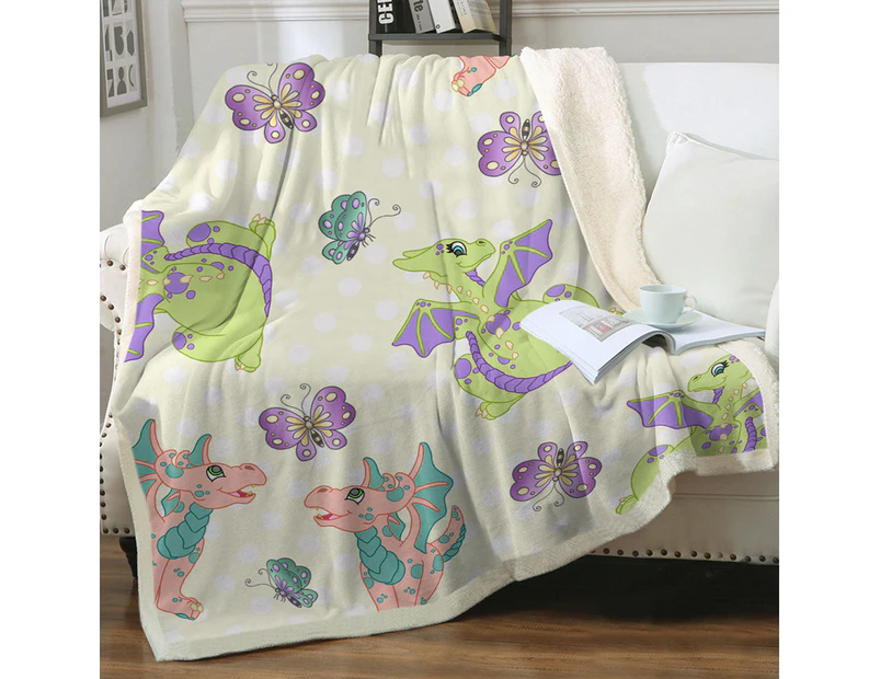 Throws Couples Size: 200cm x 200cm Girls Butterfly and Dragon Pattern