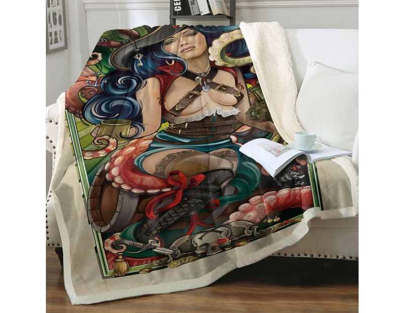 Throws Couples Size: 200cm x 200cm Rum Cthulhu and Pretty Girl Pirate Cool Art